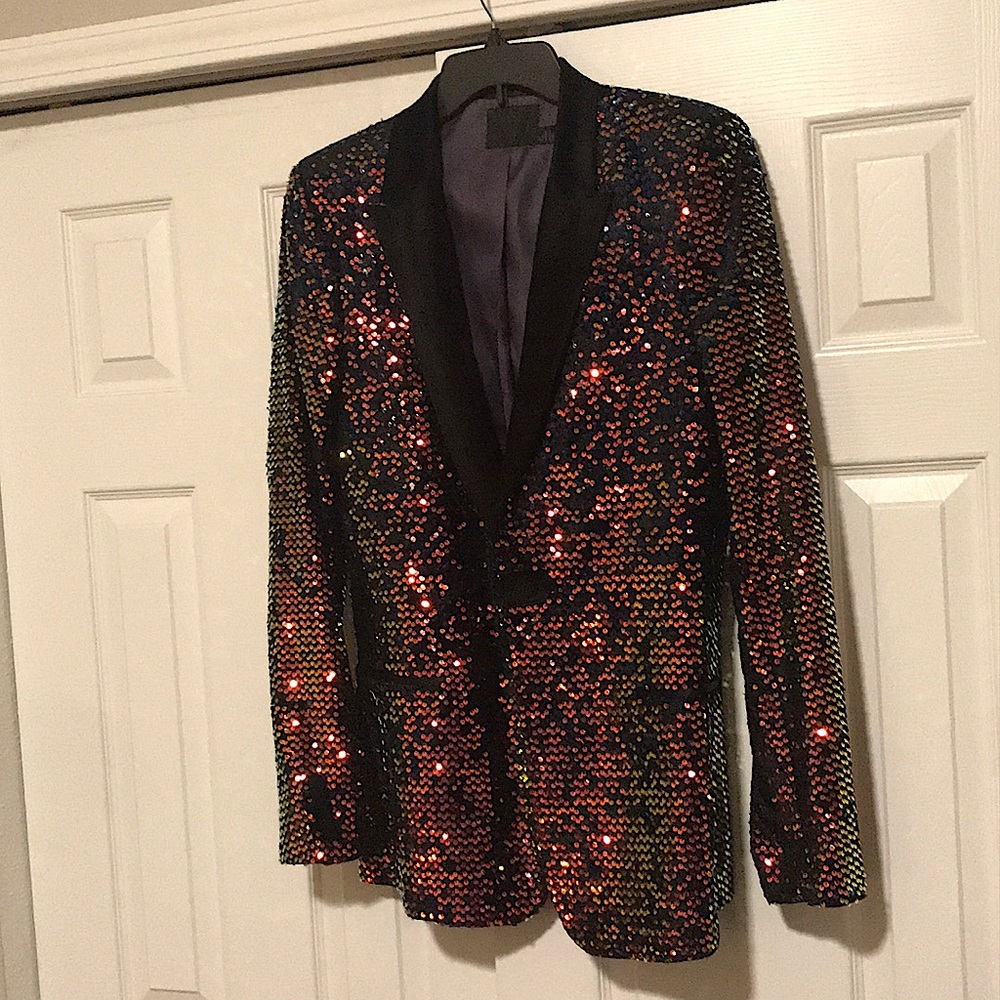 Mens ASOS EXCLUSIVE Edition Iridescent Sequin  Blazer w/ Power Shoulder.